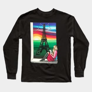 Love letter with a view of the Eiffel Tower Long Sleeve T-Shirt